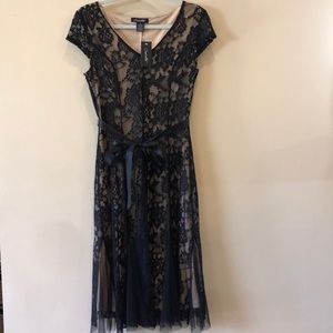 NWT Beautiful Black & Tan Lace Dress